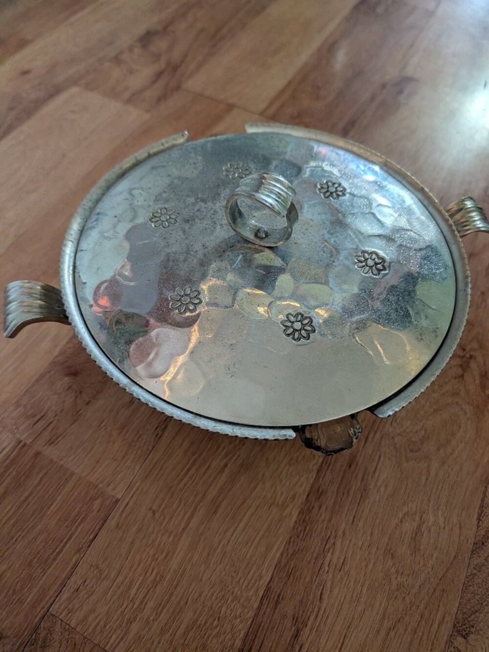 Vintage BW Buenilum Hand Wrought Aluminum Serving Bowl with Glasbake Insert